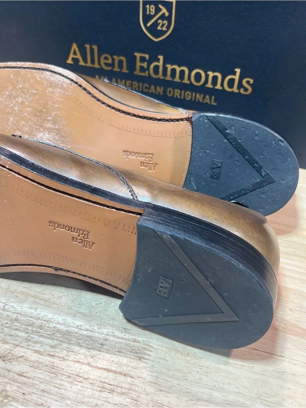 Allen Edmonds Kenilworth Men’s Tan Leather Derbies Sz 10.5E Made In USA 🇺🇸